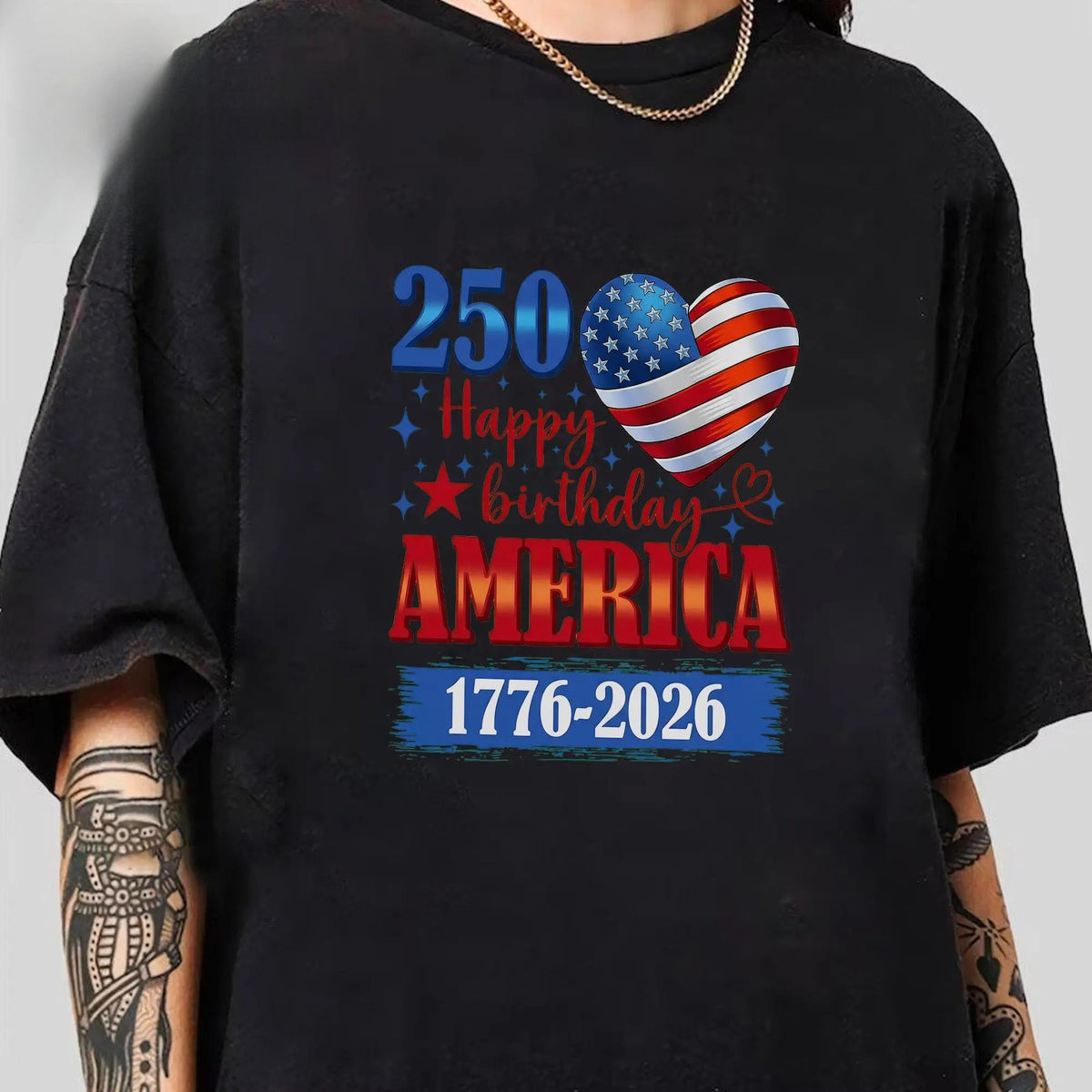 USA Hearts 1776 2026 July 4th 250th Birthday USA 250 Years T-Shirt
