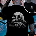 I'M FINE Drowning Skull Black Print Unisex Fashion Soft Fabric ShortSleeve Regular Fit
