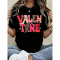 Valentine Day T Shirt Women Cute Printed Valentine Tshirt Fashion Leopard Heart Pattern Top Casual Short Sleeve Tee For Women
