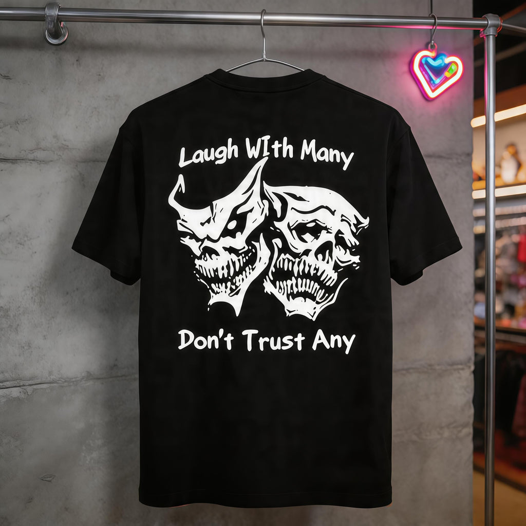 Laugh with Many, Don’t Trust Any Skulls Print Men's T-Shirt, Gift For Him, Gift For Her, Trending Shirt