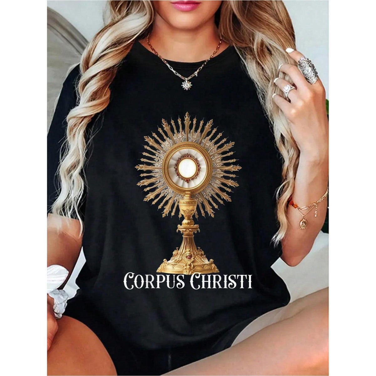 100% Cotton Eucharistic Adoration Traditional Latin Mass Catholic T-Shirt T Shirt