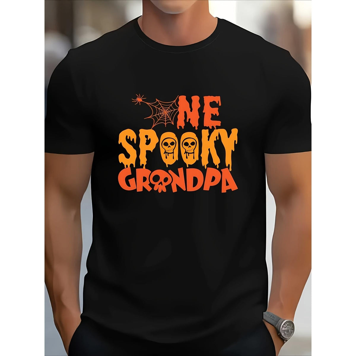 Spooky Grandpa Casual Halloween T Shirt Men Funny Crew Neck Four Seasons Hiking  Halloween Shirts