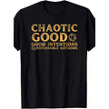 Chaotic Good Statement Plus Size T-Shirt - Black Short Sleeve Tee with Golden Distressed Print, Perfect for RPG Players and Casual Wear, Eye-Catching Design for Unique Style and Self-Expression