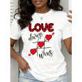 T Shirt Love Always Wins Heart Tic Tac Toe Print Valentine Day Couple Outfit