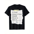 Funny 'If Found Drunk Please Return To Cabin' Cruise Tee - Unisex Casual Round Neck Short Sleeve T-Shirt, 100% Cotton, Black With White Print, S-XXXL, Perfect Summer Gift Men & Women, Cruise T Shirts Family