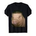 Funny John Pork Fade Haircut Design T-shirt |   Men'S Casual Short Sleeve Tee, Crew Neck, Perfect For Daily Wear , All-season, Regular Fit