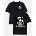 Women's Natural Non-Irritating Cotton Skull Graphic T-Shirt - Soft Round Neck, Short-Sleeve, Skull Coffee Front & Back Print for Casual, Sports Wear, Crew Neck
