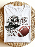 Leopard Print Game Day Football Graphic T‑Shirt, Casual Short Sleeve Crewneck Tee for Sports Fans
