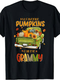 Fall Thanksgiving Graphic T‑Shirt, Vintage Truck Pumpkin Short Sleeve Tee, Grammy Autumn Gift for Women