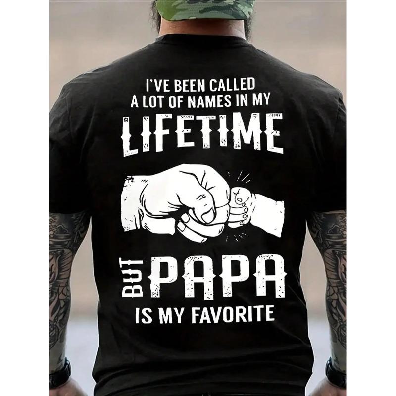 Men's Casual Short-Sleeve Tshirt - Funny PAPA Letter Print, Elastic Round Neck, Summer Loungewear Top, Father's Day Gift