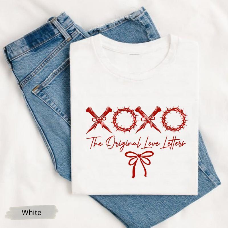 XOXO Love Letters T-Shirt Christian Valentines Day Tee Soft Comfortable Midweight
