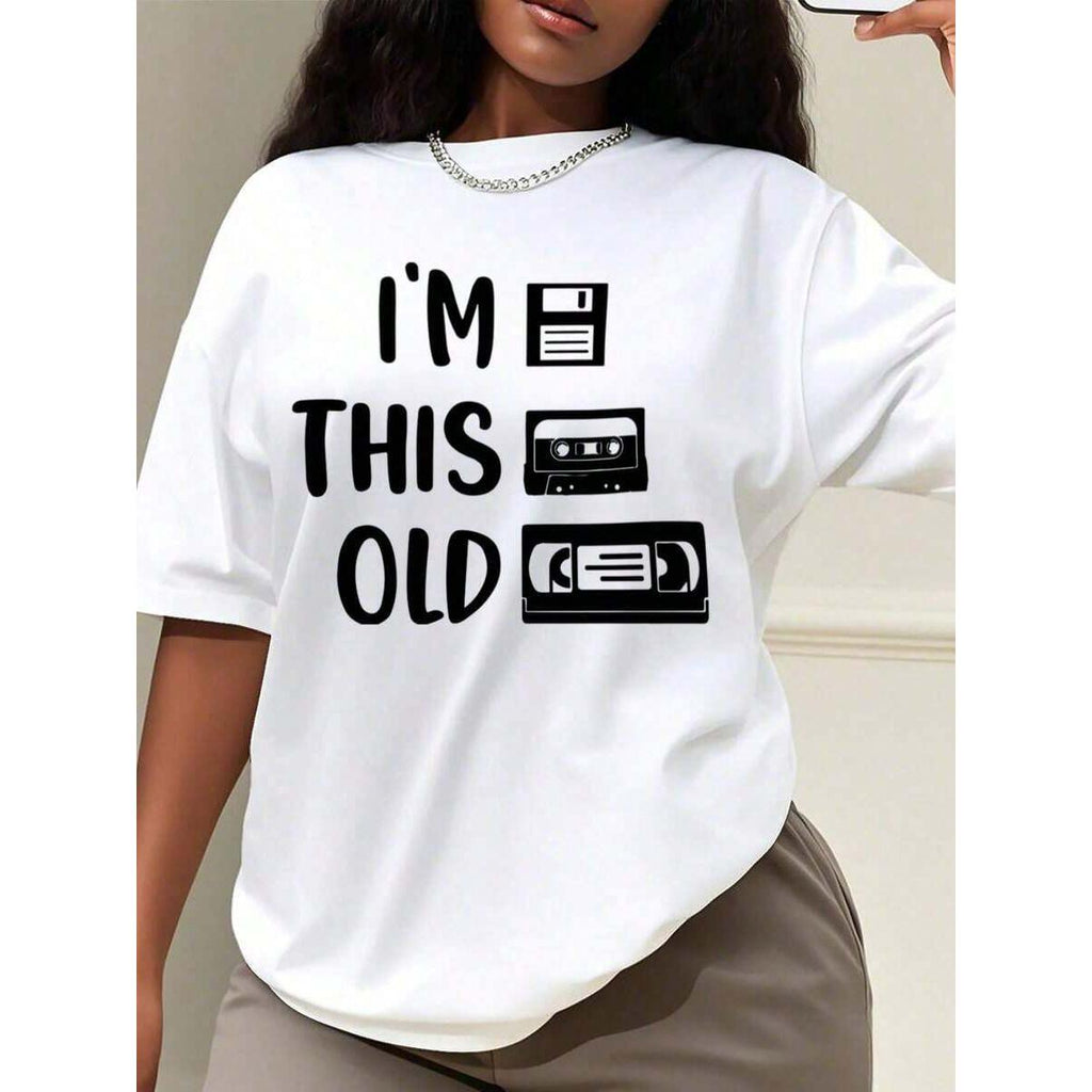 Funny Retro "I'm This Old " T-Shirt With Vintage Cassette, Floppy Disk, VHS Design - 90s Throwback, Great Gift Idea