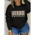 Leopard & Slogan Graphic Thermal Lined Sweatshirt, For Winter Pullover Fall Outfit Autumn