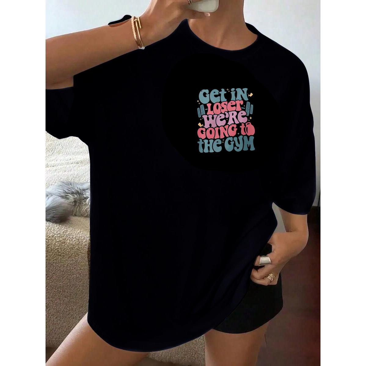 “Loser, We’re Going To The Gym” Slogan T-Shirt | Women‘s Casual White Tee | Soft Fitness Top For Gym Enthusiasts | Comfortable Daily Wear