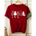 Fashionable Letter Cartoon Print Women's Round Neck T-shirt, Simple Design, Comfortable and Breathable, Suitable for Daily Leisure and Versatile, Showing A Natural and Elegant Style, A Must-have for Summer Parties, Local Delivery