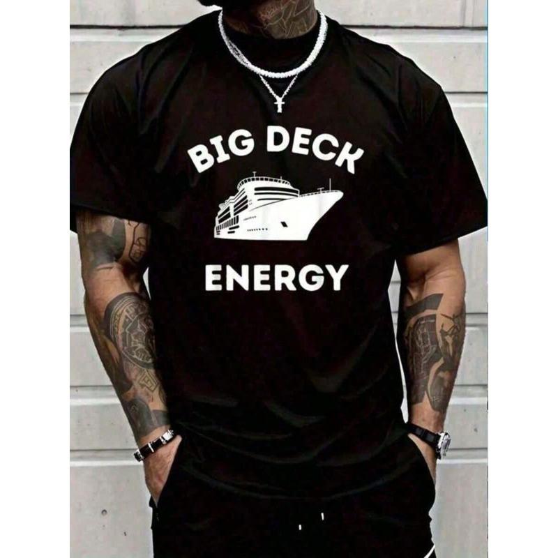 Funny Cruise Ship Shirt Men - Big Deck Energy-Shirt Graphic Tees Summer Clothes Men Shirts Street Wear Vintage Shirts Graphic Tees Men Camisas Para Hombre Funny Shirts