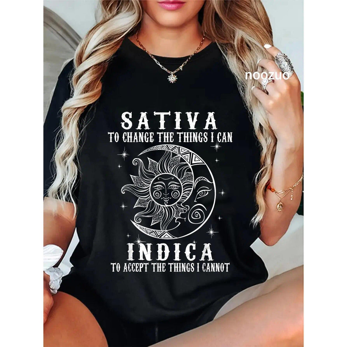 100% Cotton Unisex Sativa To Change The Things I Can Indica Cannabis Weed T-Shirt Casual Top
