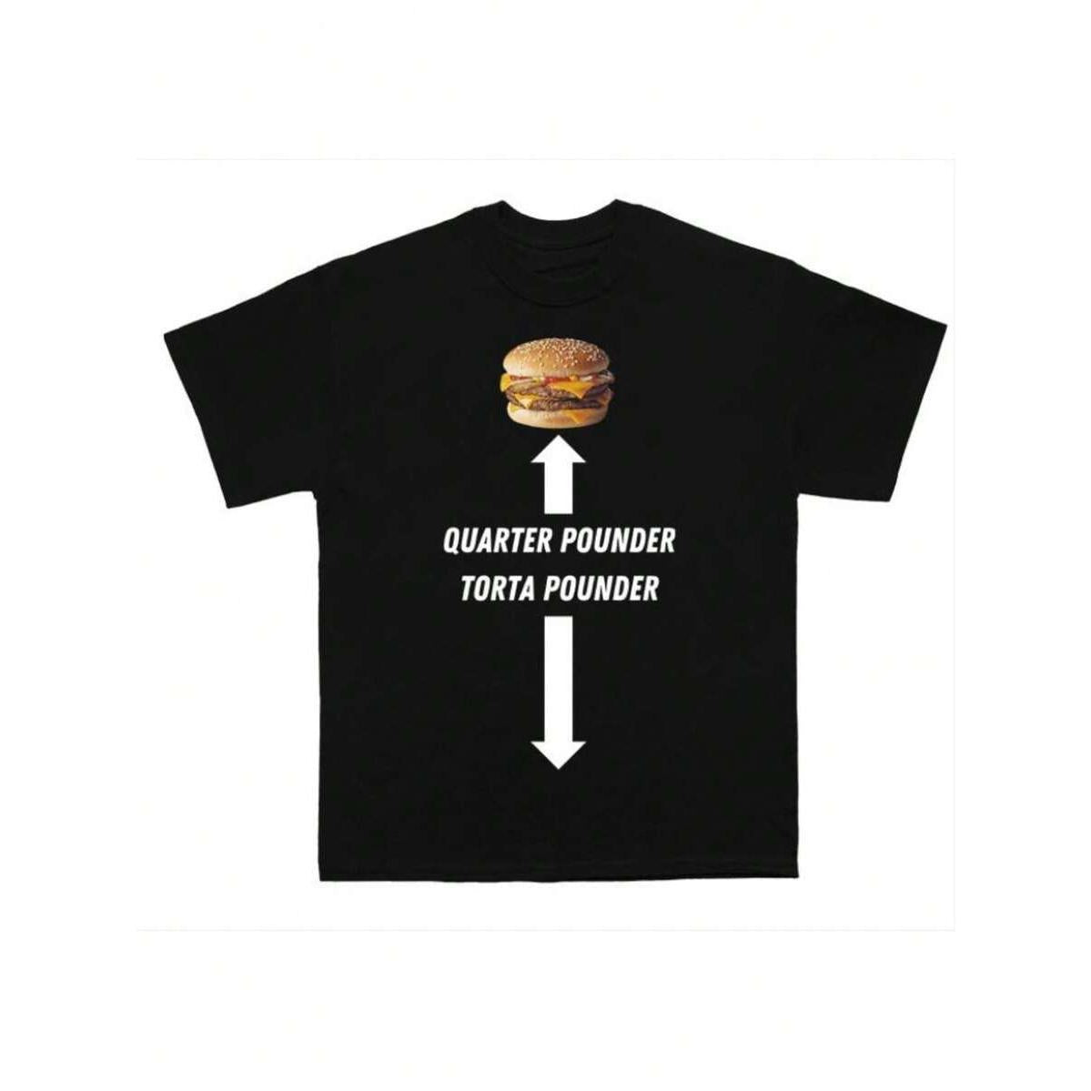 Men's Loose Fit Cotton T-Shirt with "Torta Pounder" Cat Meme Graphic, Soft Short Sleeve Top for Pet Lovers