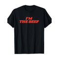 Menswear "I'm The Beef" Graphic T-Shirt, Elegant Casual Streetwear Cotton Top, Moisture-Absorption Regular Fit Short-Sleeve Round Neck Tee
