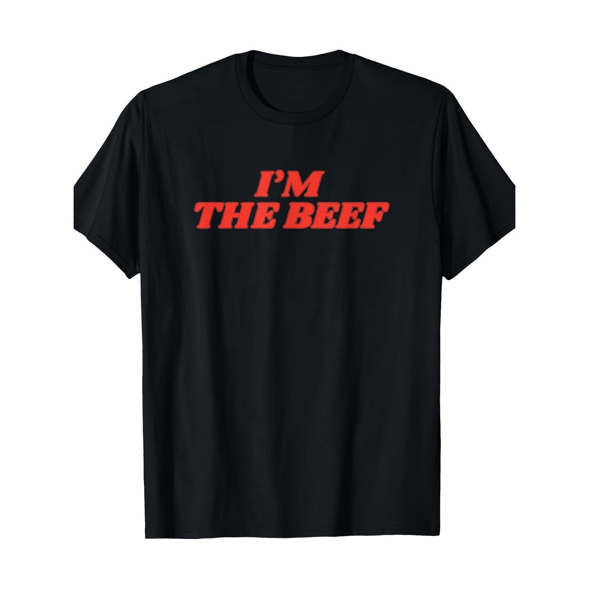 Menswear "I'm The Beef" Graphic T-Shirt, Elegant Casual Streetwear Cotton Top, Moisture-Absorption Regular Fit Short-Sleeve Round Neck Tee
