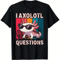 I Axolotl Questions Retro Graphic T-Shir – Fun Casual Short Sleeve Tee with Bold Colorful Design, Round Neck, Soft Stretch Fabric, Perfect for Summer Men's Crew Neck Short Sleeve T-Shirts Cotton Printed Round Neck T-Shirt