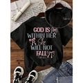 Women'S Christian Bible Verse T-Shirt  God Is In Her Heart, She Will Not Fall  - Psalm 46 5   Casual Short Sleeve Round Neck Top