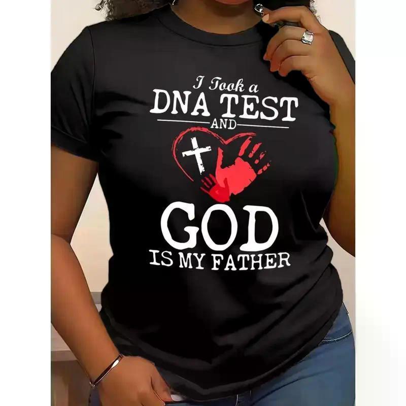 [100% Cotton] Faith - Inspired And Uplifting T - Shirt: "I Took A DNA TEST AND GOD IS MY FATHER" With Cross And Handprint Graphic Golf Gift T-Shirt For Men And Women