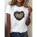 Casual Round-Neck Short-Sleeve T-Shirt for Women Featuring a Fashionable Polka Dot Heart Print for Spring And Summer