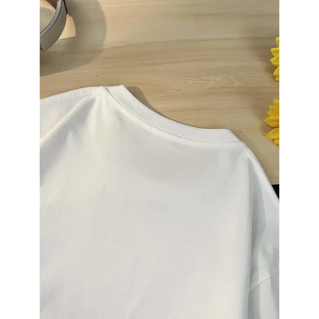 Women's Valentine's Day Heart Print T-Shirt  Short Sleeve Round Neck Casual Elegant Top with Heart & Love Symbol Design