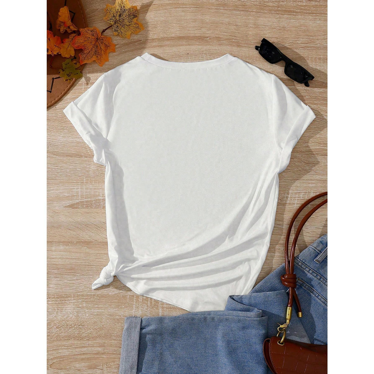 Women's T-Shirt, Comfortable Color, Colorful Bow Decor, Suitable For Independence Day