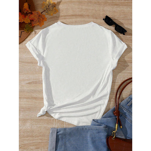 Women's T-Shirt, Comfortable Color, Colorful Bow Decor, Suitable For Independence Day