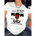 Women's Plus Size Short-Sleeve Tshirt - Breathable Cotton Glossy Fabric, Round Neck, Inspirational Art Portrait Print, Empowering Mom Design, Streetwear Casual Top (Women's Clothes, Casual T-Shirts)
