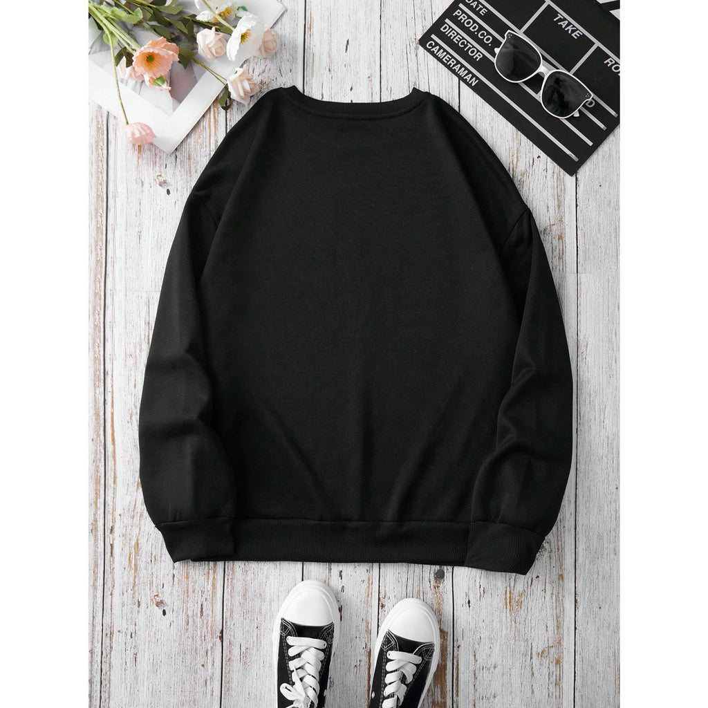 Women's Cow Head Printed Round Neck Sweatshirt Pullover Fall Outfit