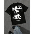 Men's Fashionable Street Loose Fit Black Graphic Print  Short Sleeve T-Shirt