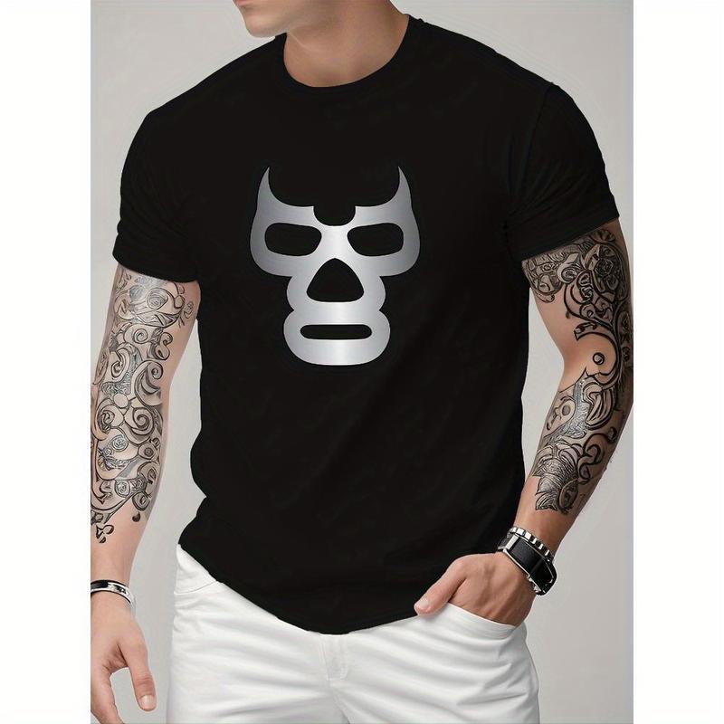 Men's fully printed short-sleeved T-shirt - summer casual crew neck shirt, light and breathable, fashionable full coverage design, suitable for outdoor wear