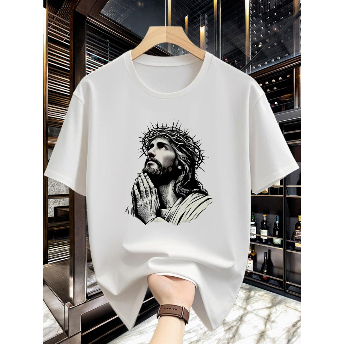 Women's Round Neck Short-Sleeve Cotton T-Shirt - Stone-Carved Printed, Comfortable, Soft, Trendy Style Sports Casual Top, Shortsleeve, Fashion, Wide Spectrum Sizes, Elegant, Crew Neck, Clothes, Breathable, Regular Sleeve, Pull On