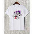 Women's Casual Cartoon Graphic T-shirt, Natural 100% Cotton Short-Sleeve Top with Round Neck for Summer Sports, Shortsleeve, Tshirt, Women's Clothes, Medium Length, All Seasons, Fashion, Crew Neck, Chic, Xxl, Menswear