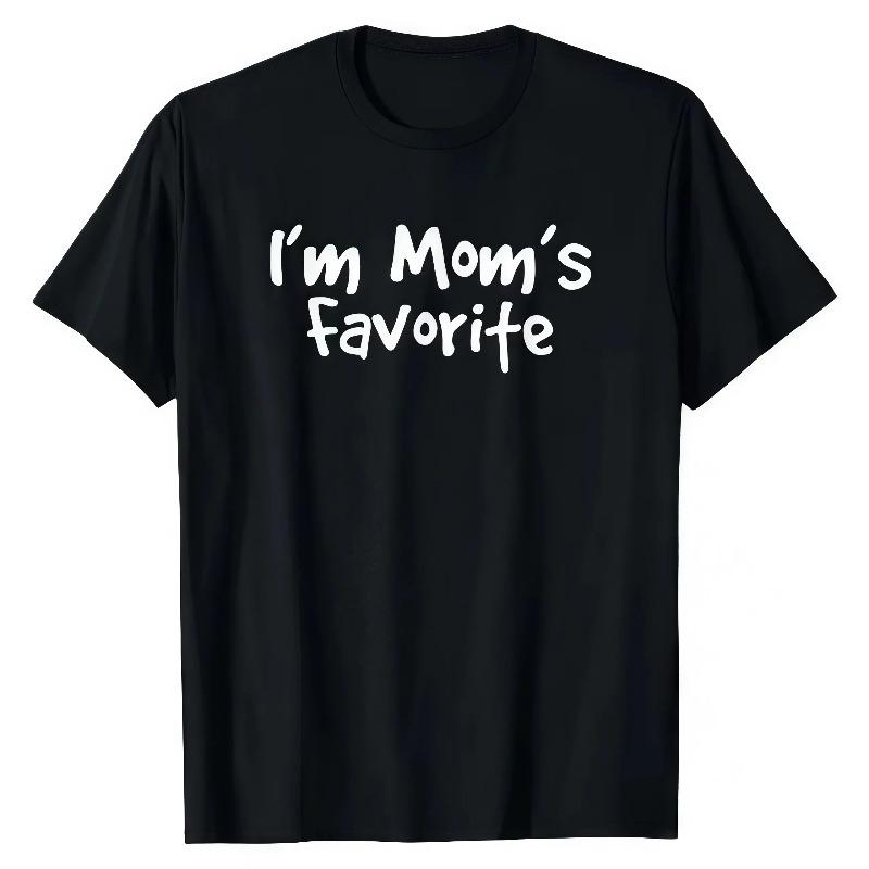 Cotton Funny Moms Favorite Son Daughter I'm Mom's Favorite T-Shirt Black Casual Crewneck Fitted Shortsleeve Golf Gift for Men Women Summer Wear