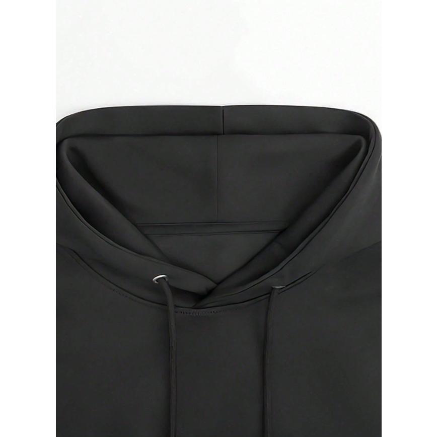 Feral Hoodie - Casual Black Sweatshirt With Pocket, Adjustable Drawstring Neck, Long Sleeve Pullover For Fall & Winter Womenswear Tops