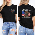 T - shirt with “WE'LL PUT A BOOT IN YOUR ASS” slogan, American flag & military boot graphic