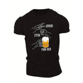Men's German Scissors & Stone Pair T-Shirt - Casual Short Sleeve Summer Top with Scissors-Stone Graphic, Round Neck
