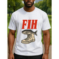 Men's Streetwear T-Shirt - Casual Round Neck Short-Sleeve Top with Fish Graphic, Breathable Medium-Stretch Menswear Tee