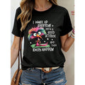 I Wake Up With A Good Attitude Then Idiots Happen Funny Bird Graphic Crew Neck Basic Short Sleeve T-Shirt, For Women, Summer