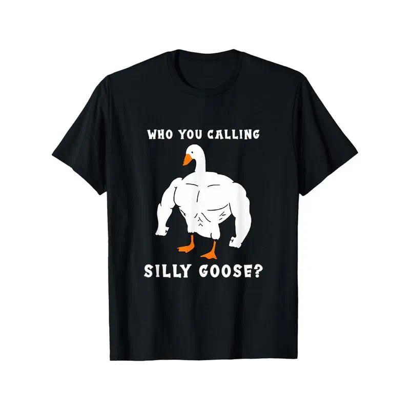 Silly Goose" Funny Gym Meme T-Shirt, Comfortable Fit,  Muscular Goose Graphic, Ideal For Casual Wear & Holiday Gifts