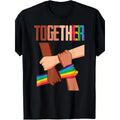 Equality Social Justice Human Rights Rainbow Hands T-Shirt - Unisex 220gsm Pure Retro Graphic Tee with Social Cause Slogan, Round Neck Casual Shirt for Men & Women, Machine Washable Activist Apparel