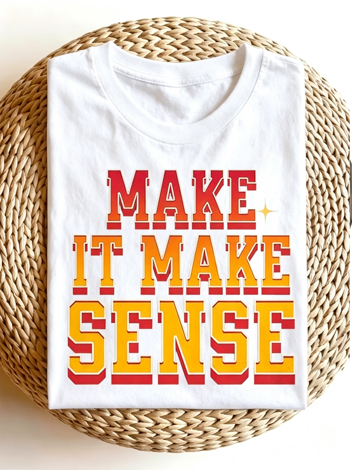 Retro Varsity Make It Make Sense Graphic T‑Shirt, Casual Short Sleeve Crewneck Tee for Men Women