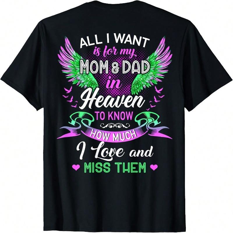 Mom And Dad My Angels In Heaven I Love And Miss Them T-Shirt Women's Plus Size Graphic Tee