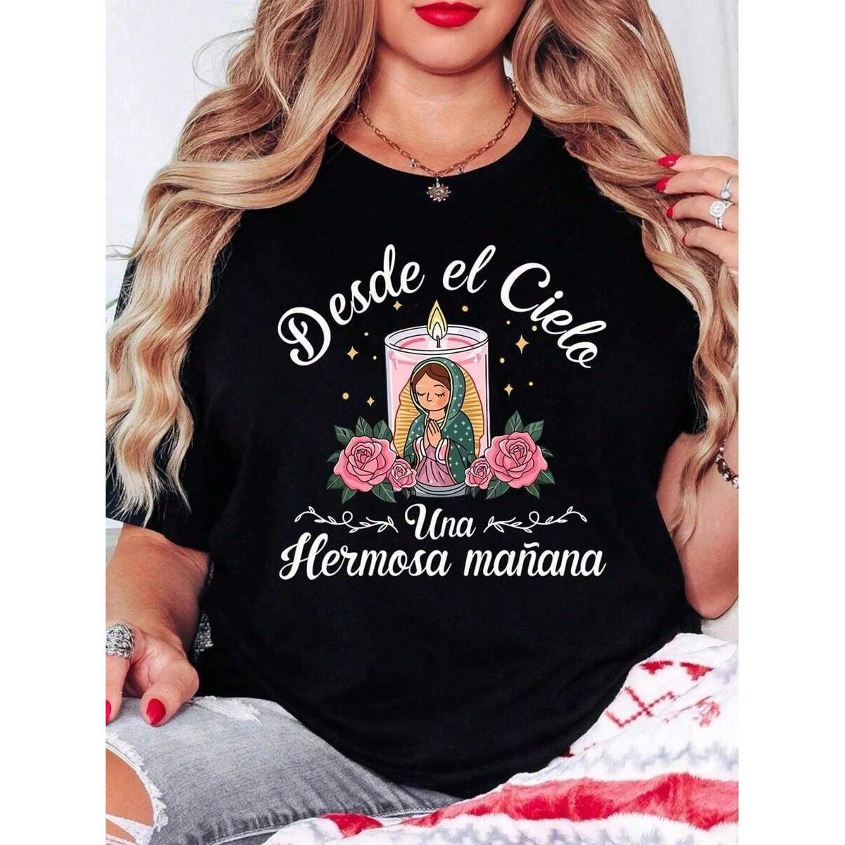 100% Cotton Style Women, Our Lady Of Guadalupe-Shirt, Virgin Mary-Shirt, Faithful-Shirt, Round Neck Religious, Inspirational Christian-Shirt, Loose Fit-Shirt Women, Parties Or Gifts, Soft And Comfortable