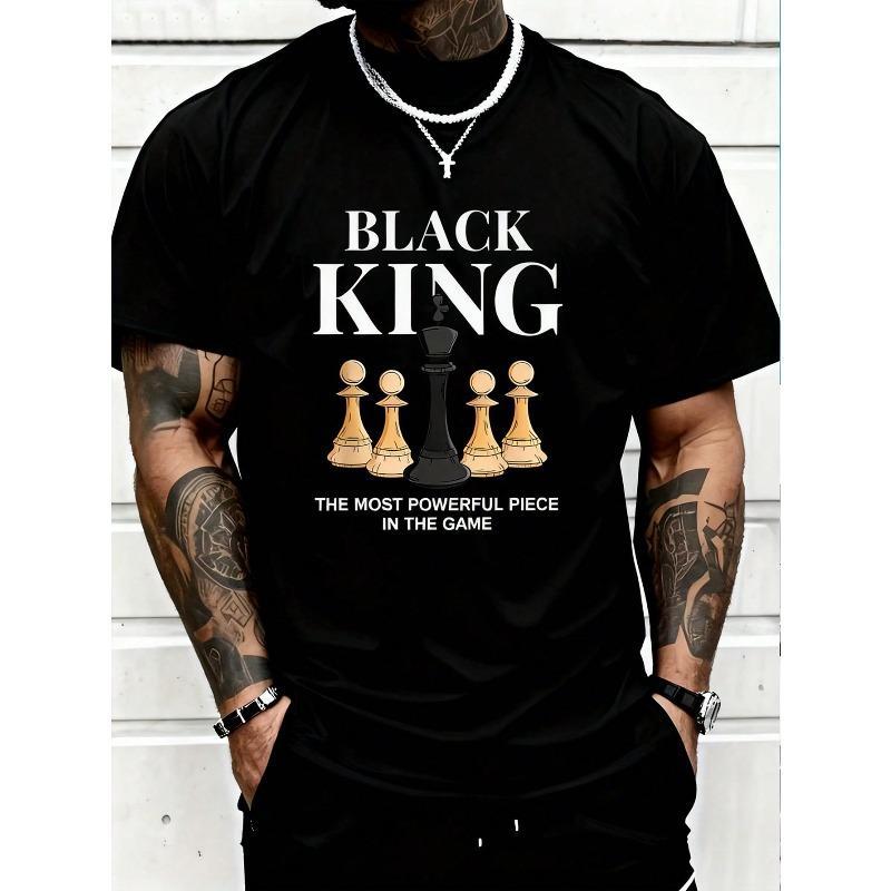 Plus Size Men's Chess Slogan Print T-Shirt