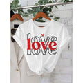 Women'S White & Red LOVE Print T-Shirt with Heart & Lettering | Casual Short Sleeve Round Neck Top, Breathable Non-Sheer Fabric, Machine Washable Opaque Tee for Spring Summer, Valentine'S Day Out